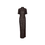 Sequins Maxi Slit Dress Brown