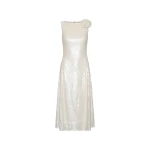 Sequins Midi Flared Dress White