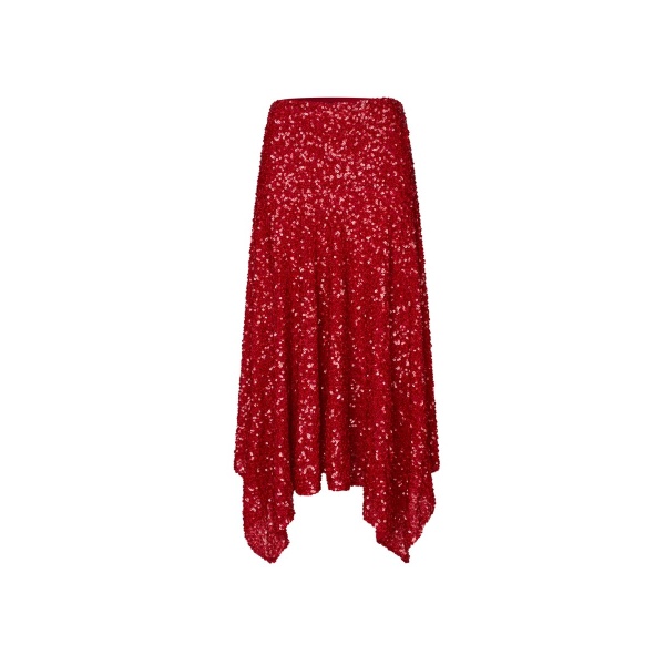 Sequins Midi Skirt Red