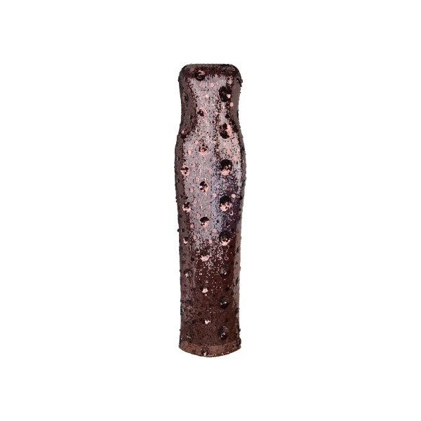 Sequins Tube Dress Dark Brown