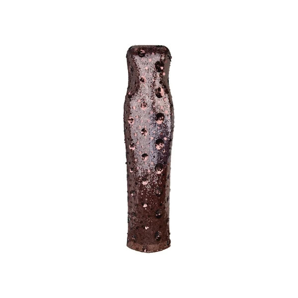 Sequins Tube Dress Dark Brown