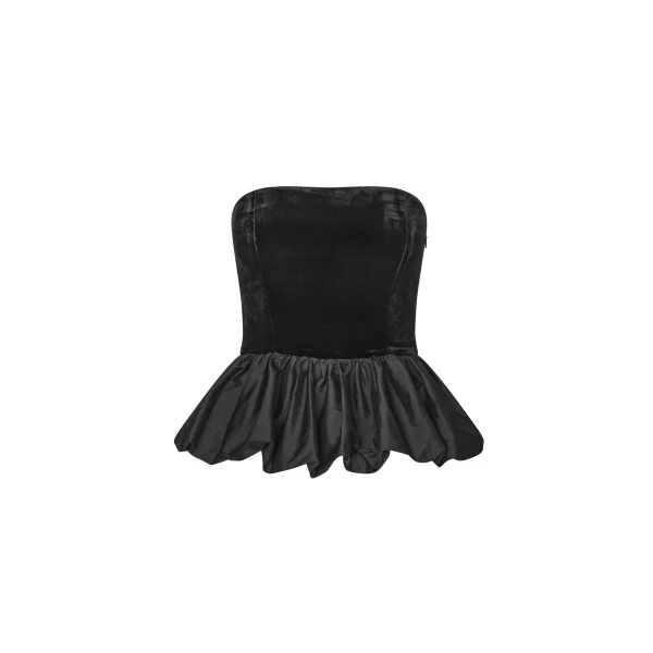 Silk Velvet Bubble Top Black