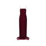 Silk Velvet Strap Dress Dark Red