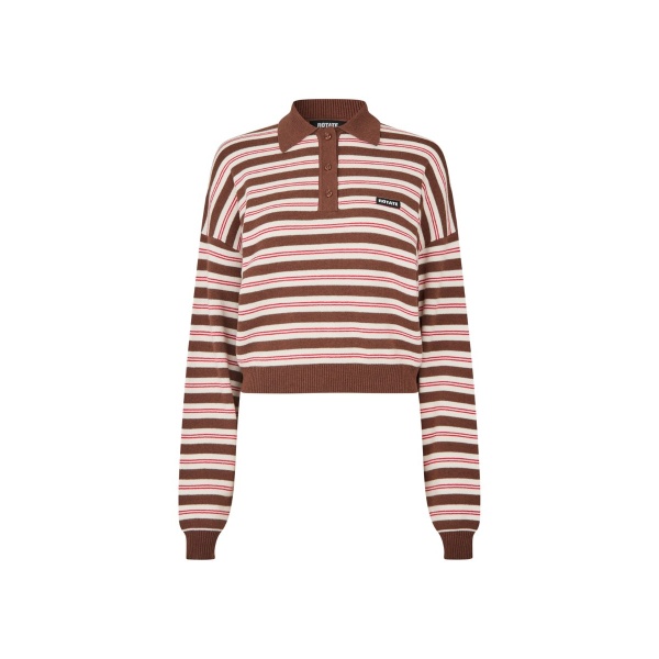 Slinky Knit Striped Polo Brown