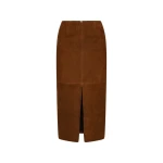 Suede Midi Pencil Skirt Dark Brown
