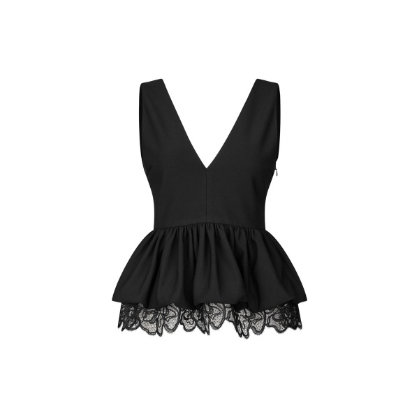 V-Neck Peplum Top Black