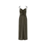 V-Neck Slip Dress Dark Green