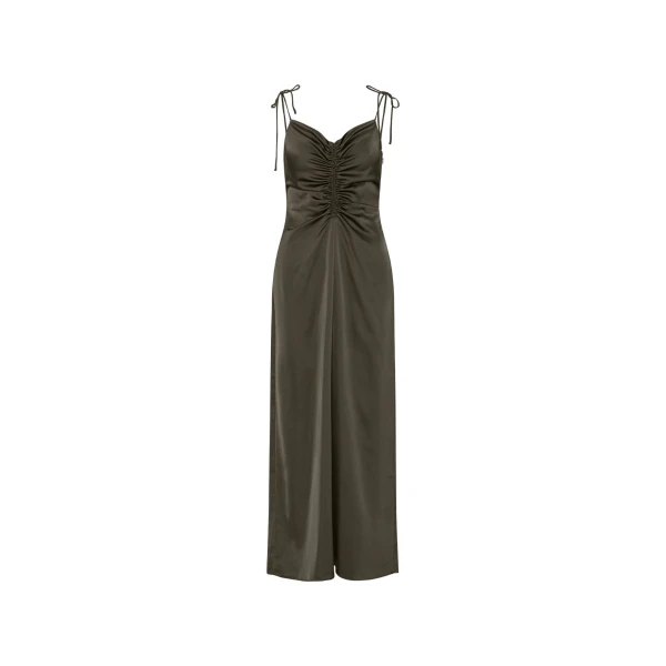 V-Neck Slip Dress Dark Green
