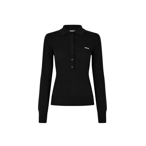 Wool Longleeve Polo Black