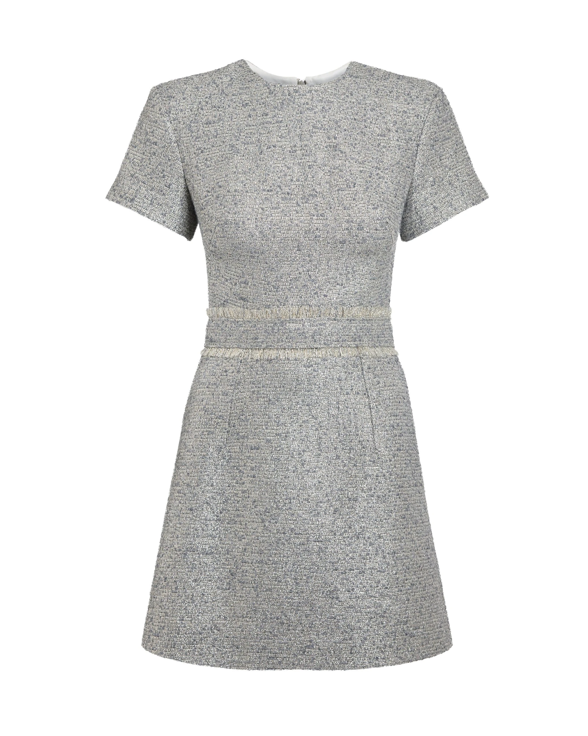Safiyaa Abilene Short Dress in Silvery Grey – Dresses – Demi-Couture Evening Wear at Luxury Shoes Safiyaa Abilene Short Dress