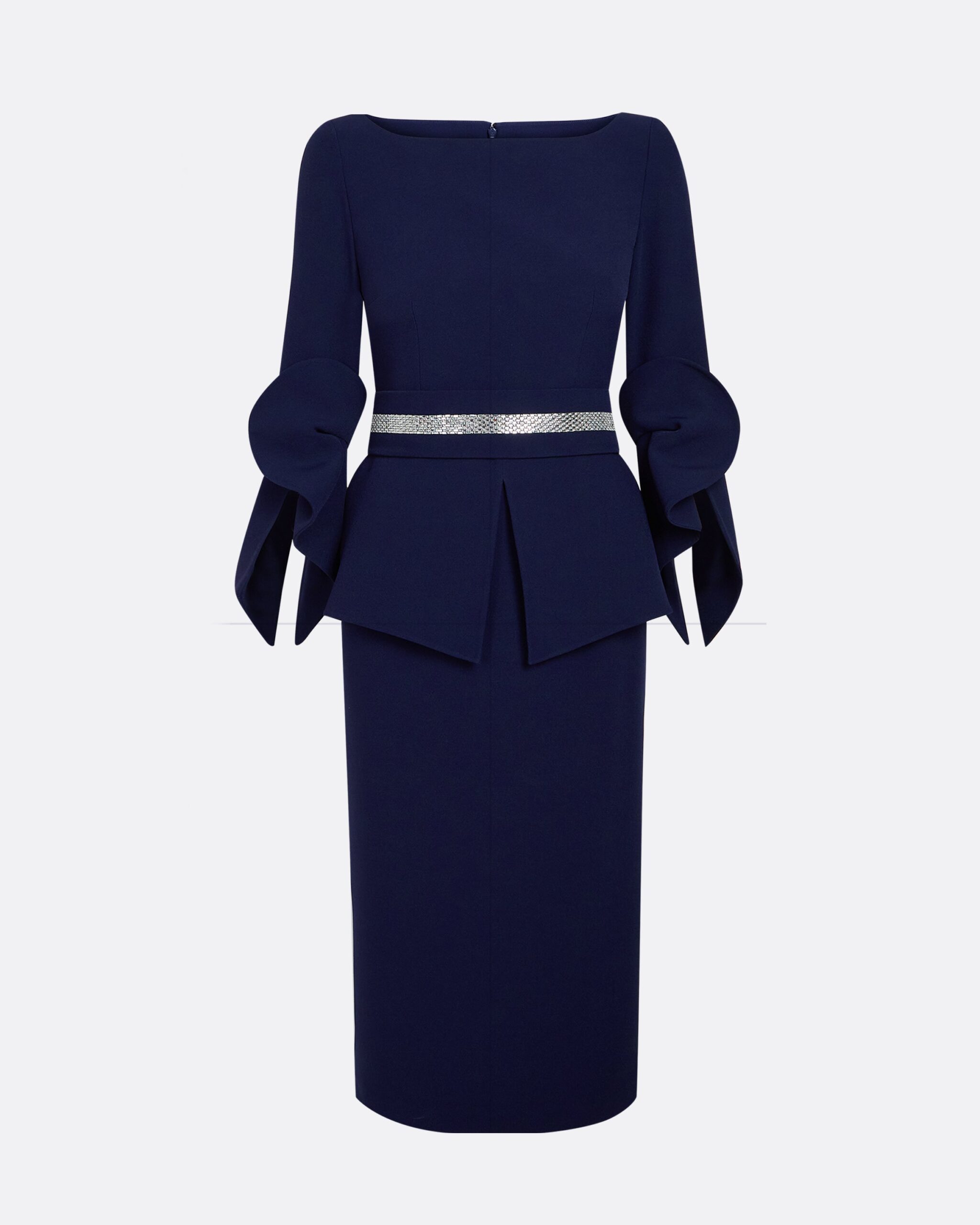 Safiyaa Alondra Azurite Blue Midi Dress - Dresses - Demi-Couture Evening Wear at Luxury Shoes Safiyaa Alondra Azurite Blue Midi Dress