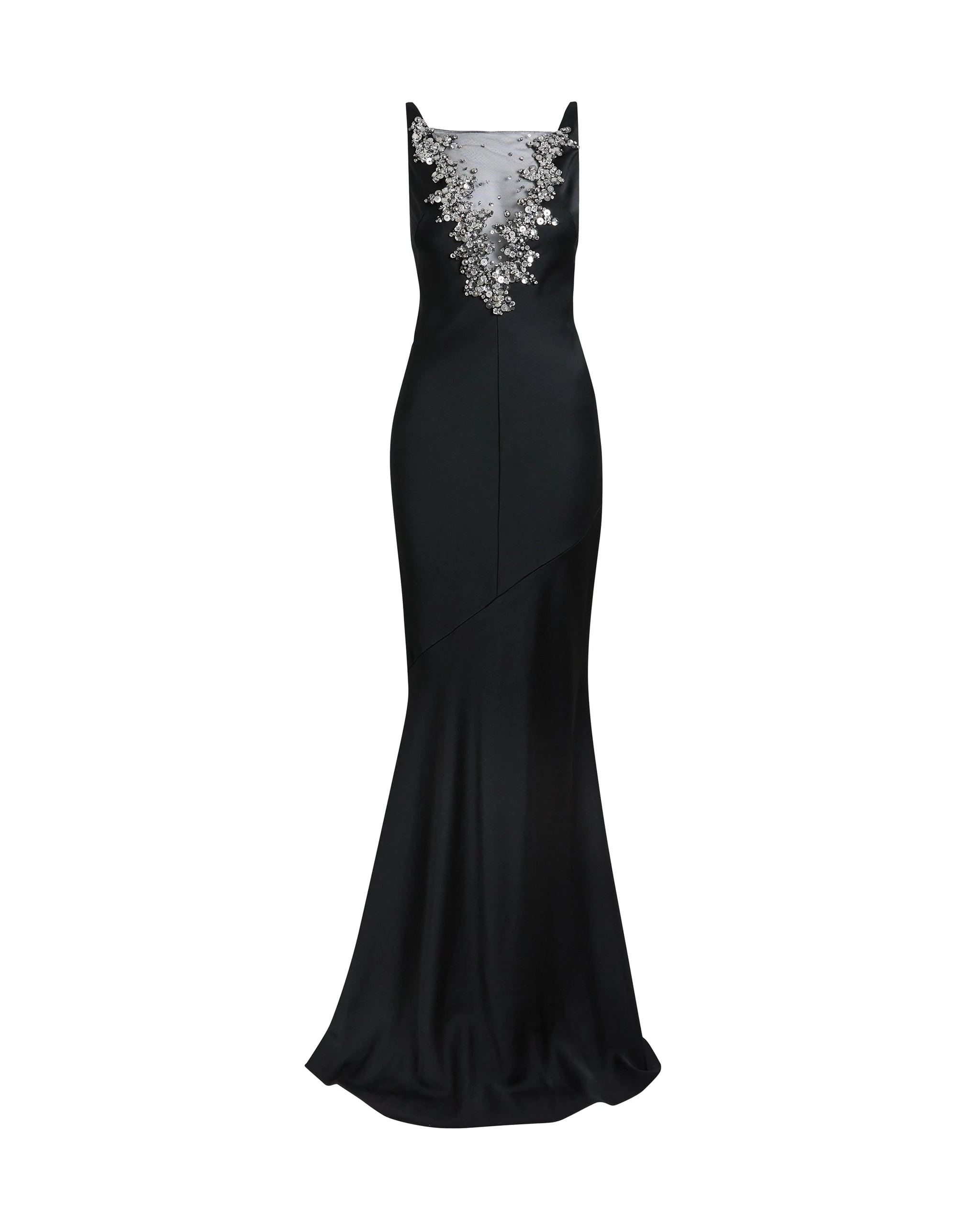 Safiyaa Mela Long Dress in Black with Gunmetal – Dresses – Demi-Couture Evening Wear at Luxury Shoes Safiyaa Mela Long Dress