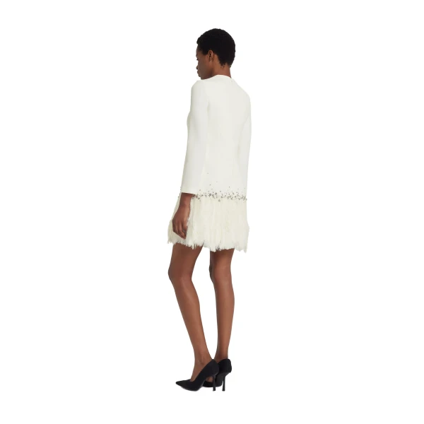 Safiyaa Ivory with Feathers Dresses
