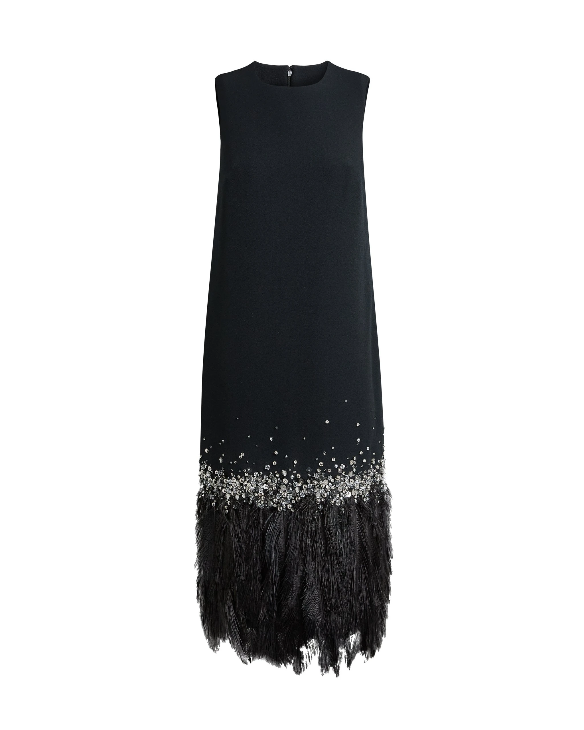 Safiyaa Ripa Midi Dress in Black with Feathers – Dresses – Demi-Couture Evening Wear at Luxury Shoes Safiyaa Ripa Midi Dress