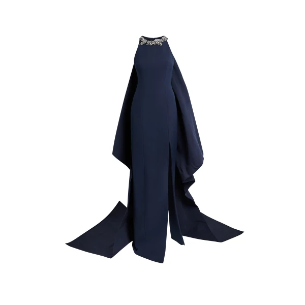 Selena Long Dress in Maritime Blue with Gunmetal
