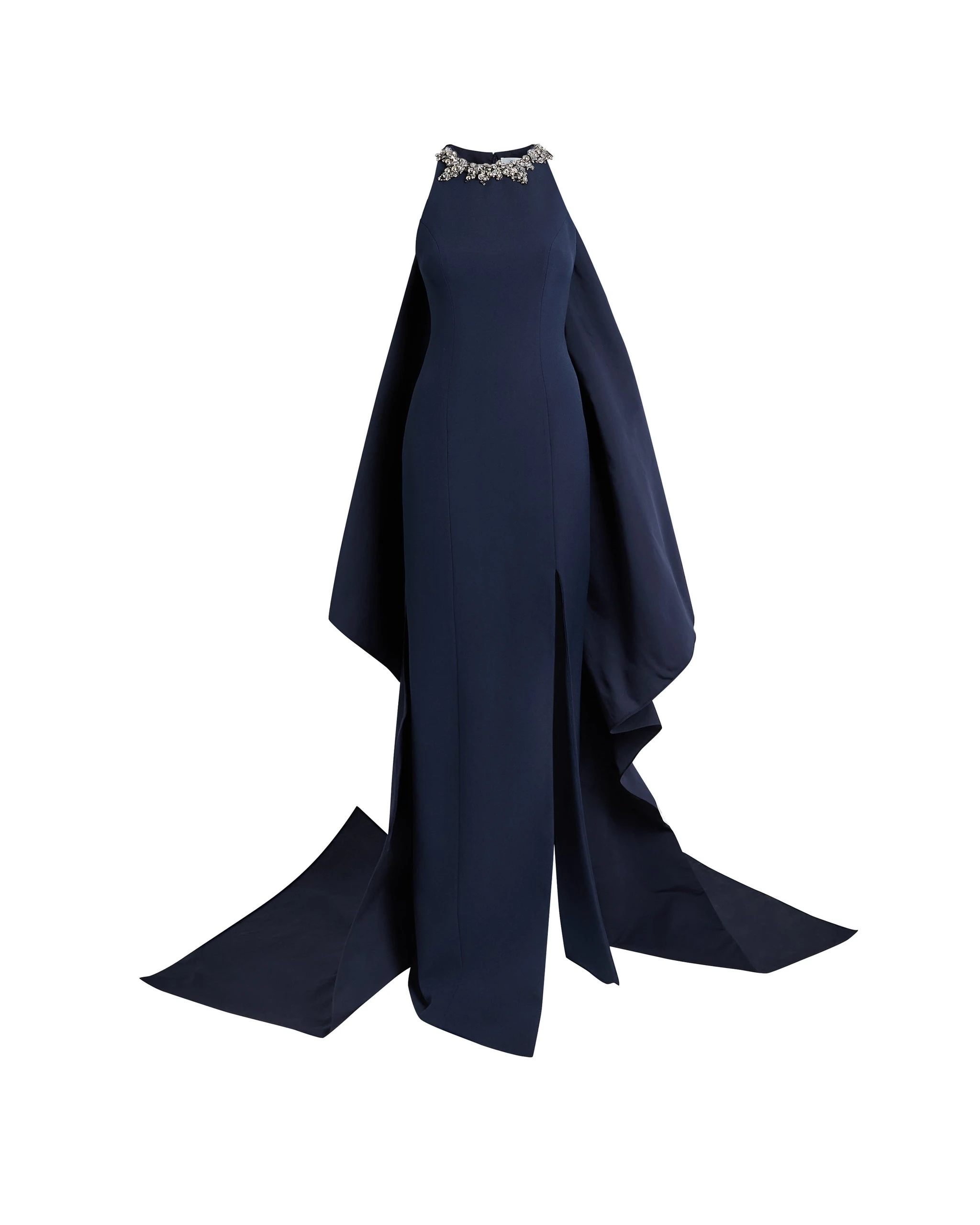 Safiyaa Selena Long Dress in Maritime Blue with Gunmetal – Dresses – Demi-Couture Evening Wear at Luxury Shoes Safiyaa Selena Long Dress