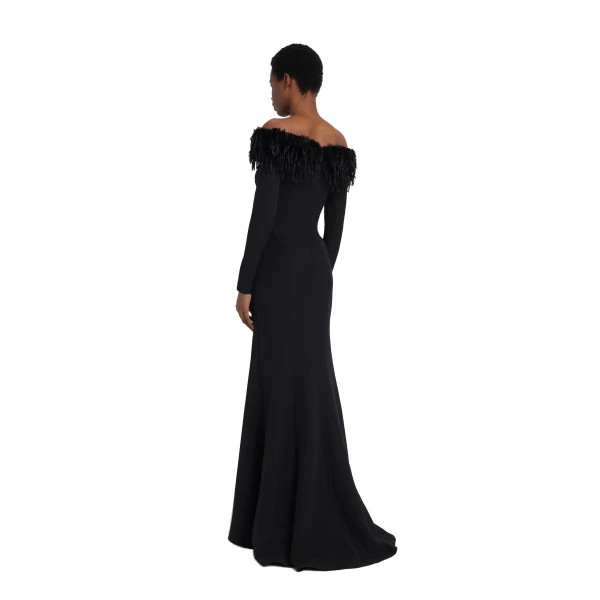 Safiyaa Black with Fur Dresses