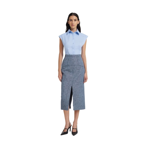 Toria Pencil Skirt in Denim Jacquard