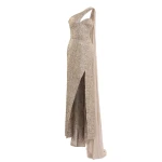 Saiid Kobeisy Asymmetrical Brocade Dress in Gold
