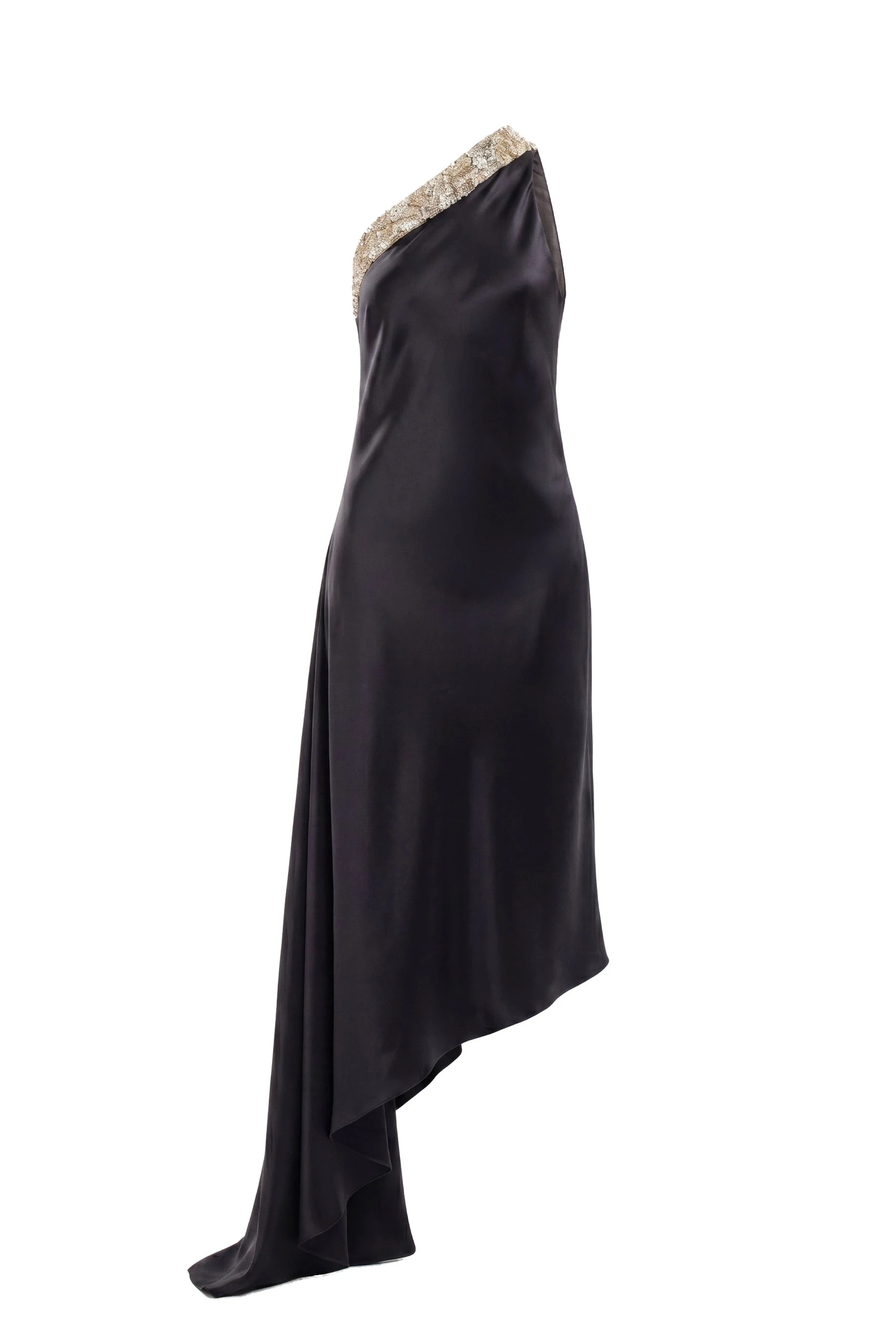 Saiid Kobeisy Asymmetrical One-Shoulder Embellished Dress in Jet Black | Dresses | Luxury Shoes Saiid Kobeisy Asymmetrical One-Shoulder Embellished Dress in Jet Black