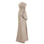 Saiid Kobeisy Brocade Bow Dress in Gold