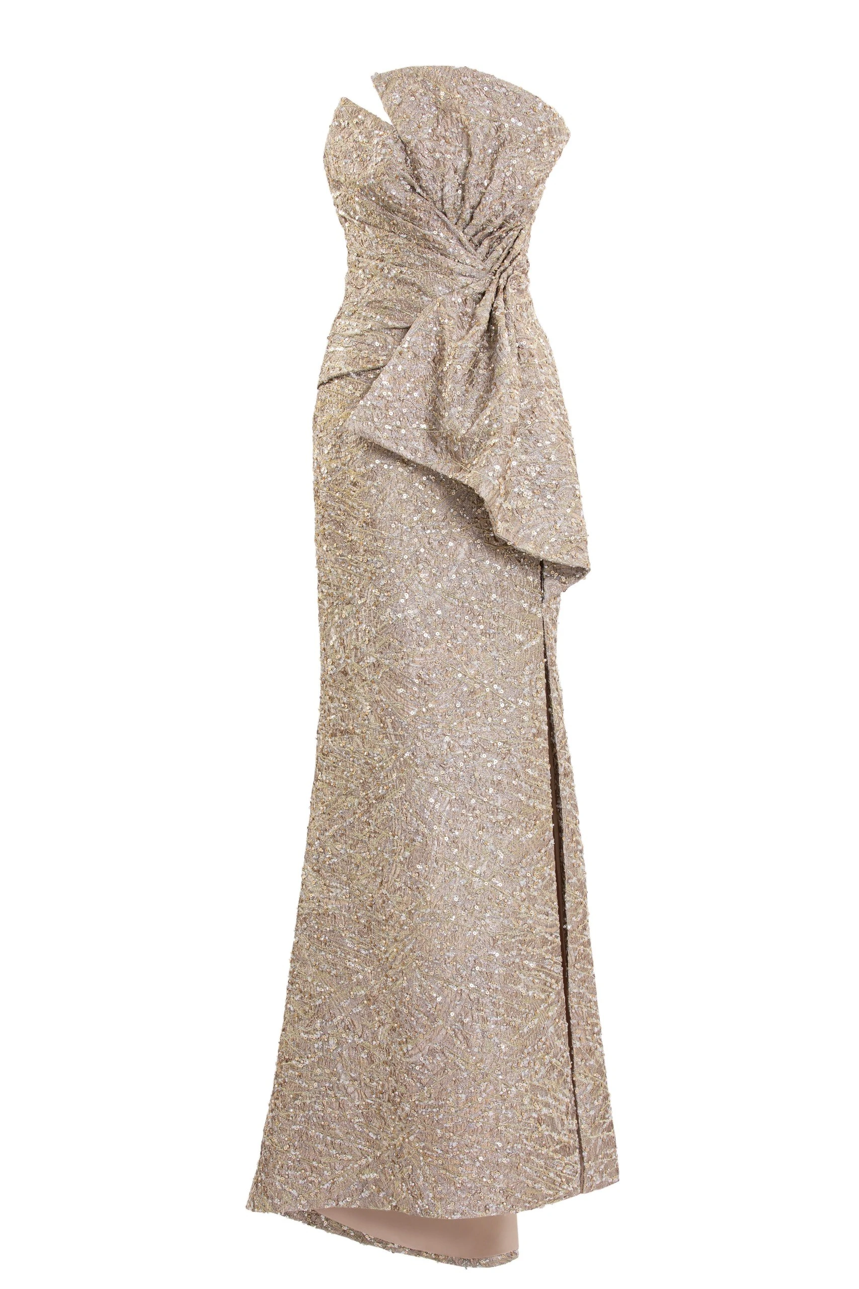 Saiid Kobeisy Brocade Bow Dress in Gold | Dresses | Luxury Shoes Saiid Kobeisy Brocade Bow Dress in Gold