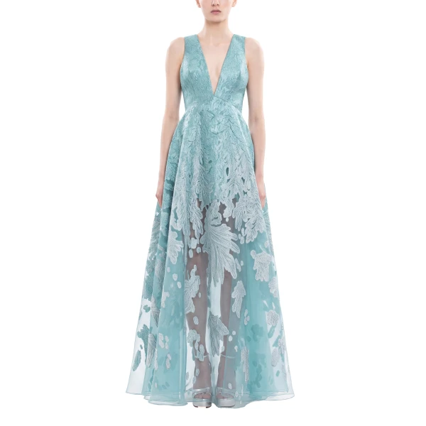 Saiid Kobeisy Brocade Dress in Antigua Sand, view 2