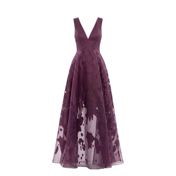 Saiid Kobeisy Brocade Dress in Italian Plum