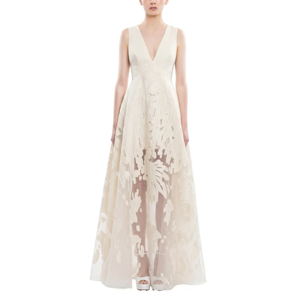 Saiid Kobeisy Brocade Dress in Ivory, view 2