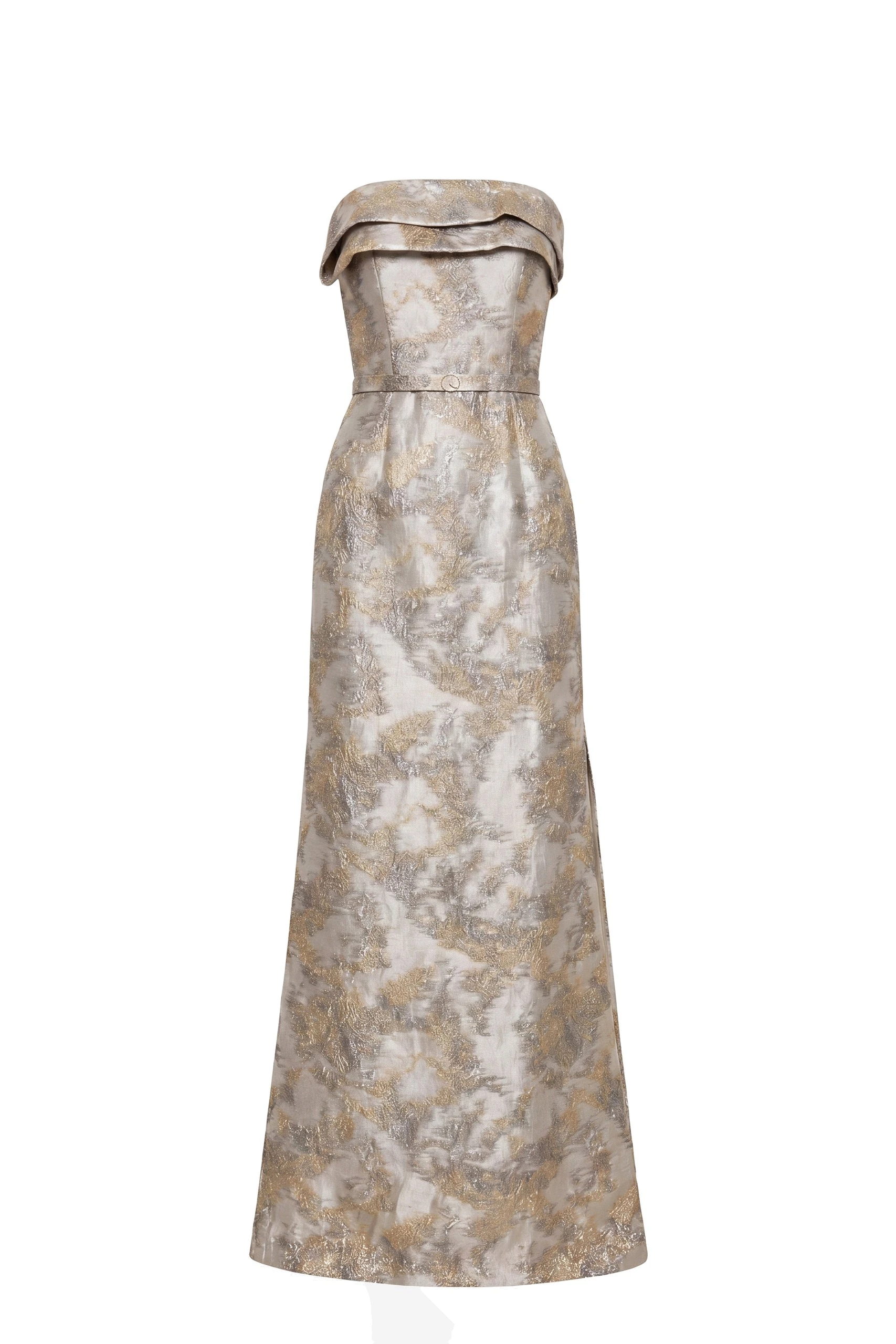 Saiid Kobeisy Brocade Long Fitted Dress in Grey Pear | Dresses | Luxury Shoes Saiid Kobeisy Brocade Long Fitted Dress in Grey Pear