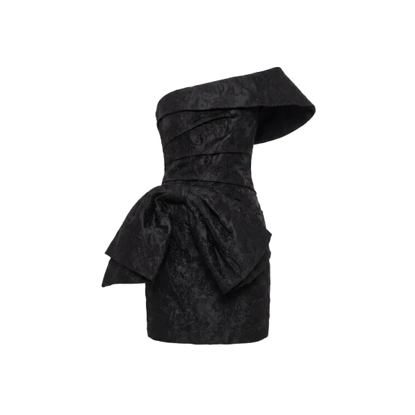 Brocade Short Dress in Jet Black