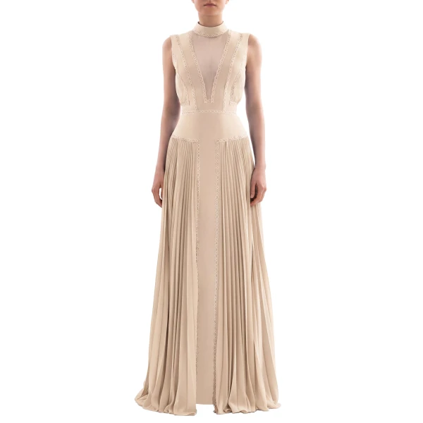Saiid Kobeisy Crepe Georgette Dress in Skin, view 2