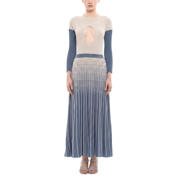 Saiid Kobeisy Degrade Knitwear Dress in Marlin and Ivory, view 2