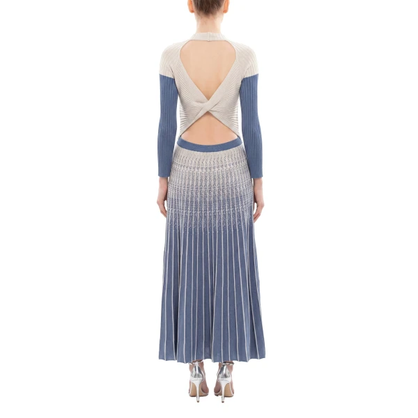 Saiid Kobeisy Degrade Knitwear Dress in Marlin and Ivory, view 4