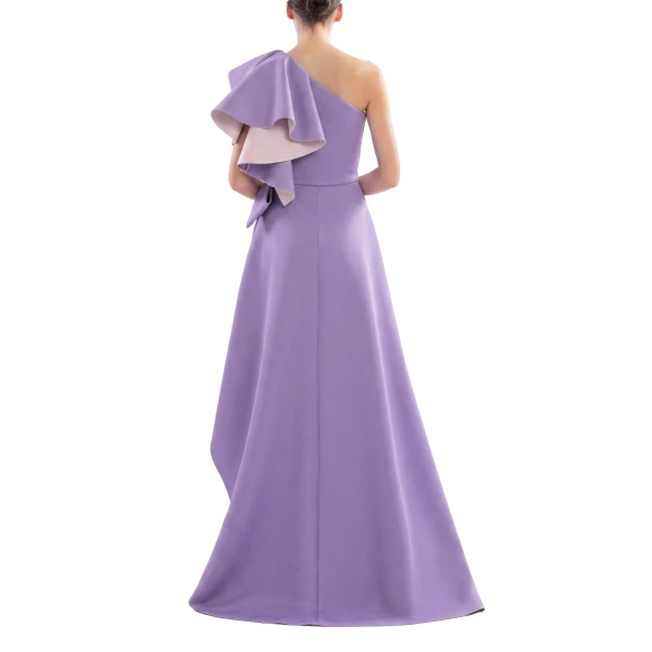 Saiid Kobeisy Double Faced Scuba Long Dress in Lavender, view 3