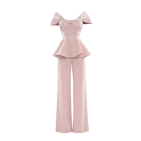 Draped Bow Set in Salsa Rosa