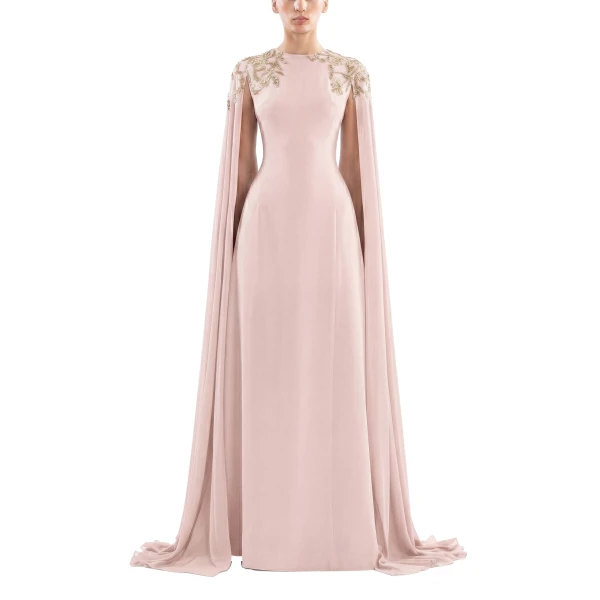 Saiid Kobeisy Embellished Crepe Kaftan in Heavenly Pink, Style 12, view 2