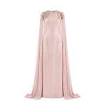 Saiid Kobeisy Embellished Crepe Kaftan in Heavenly Pink, Style 12