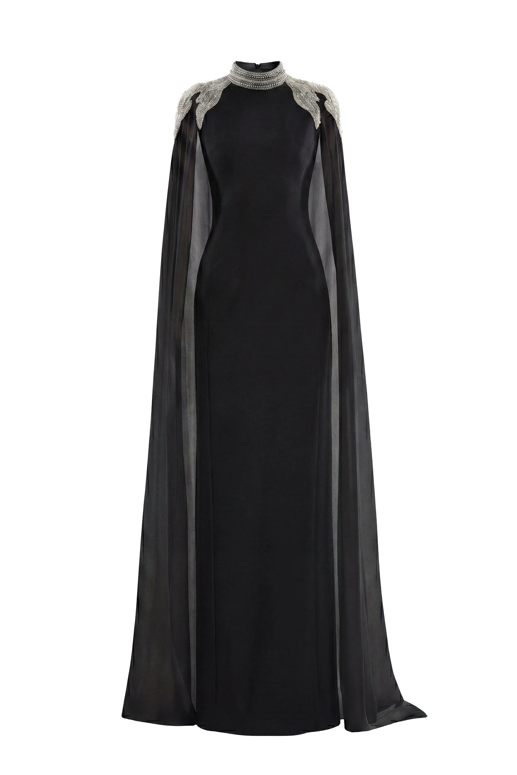 Saiid Kobeisy Embellished Crepe Kaftan in Jet Black Saiid Kobeisy Embellished Crepe Kaftan in Jet Black, Style 13