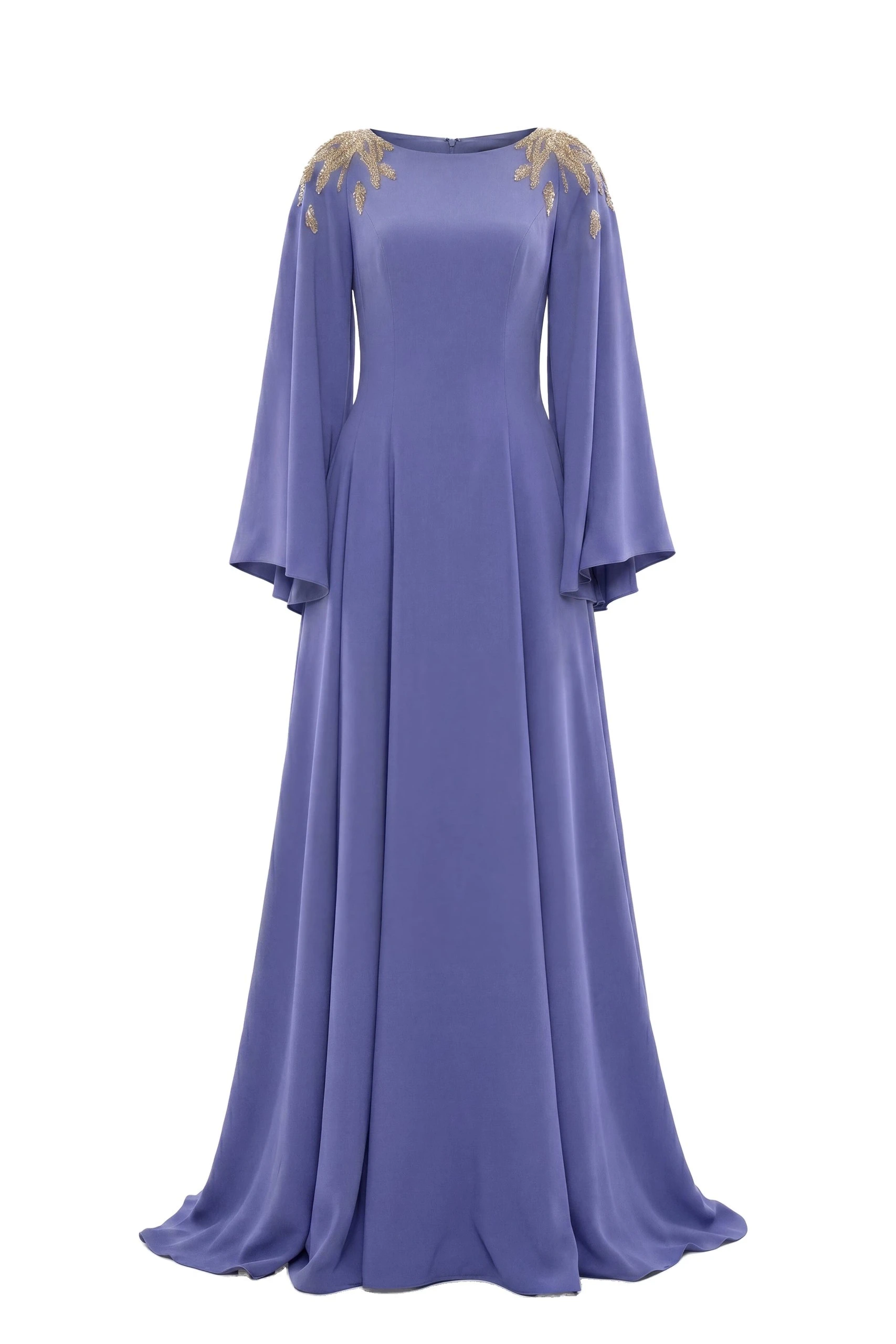 Saiid Kobeisy Embellished Crepe Kaftan in Marlin | Dresses | Luxury Shoes Saiid Kobeisy Embellished Crepe Kaftan in Marlin