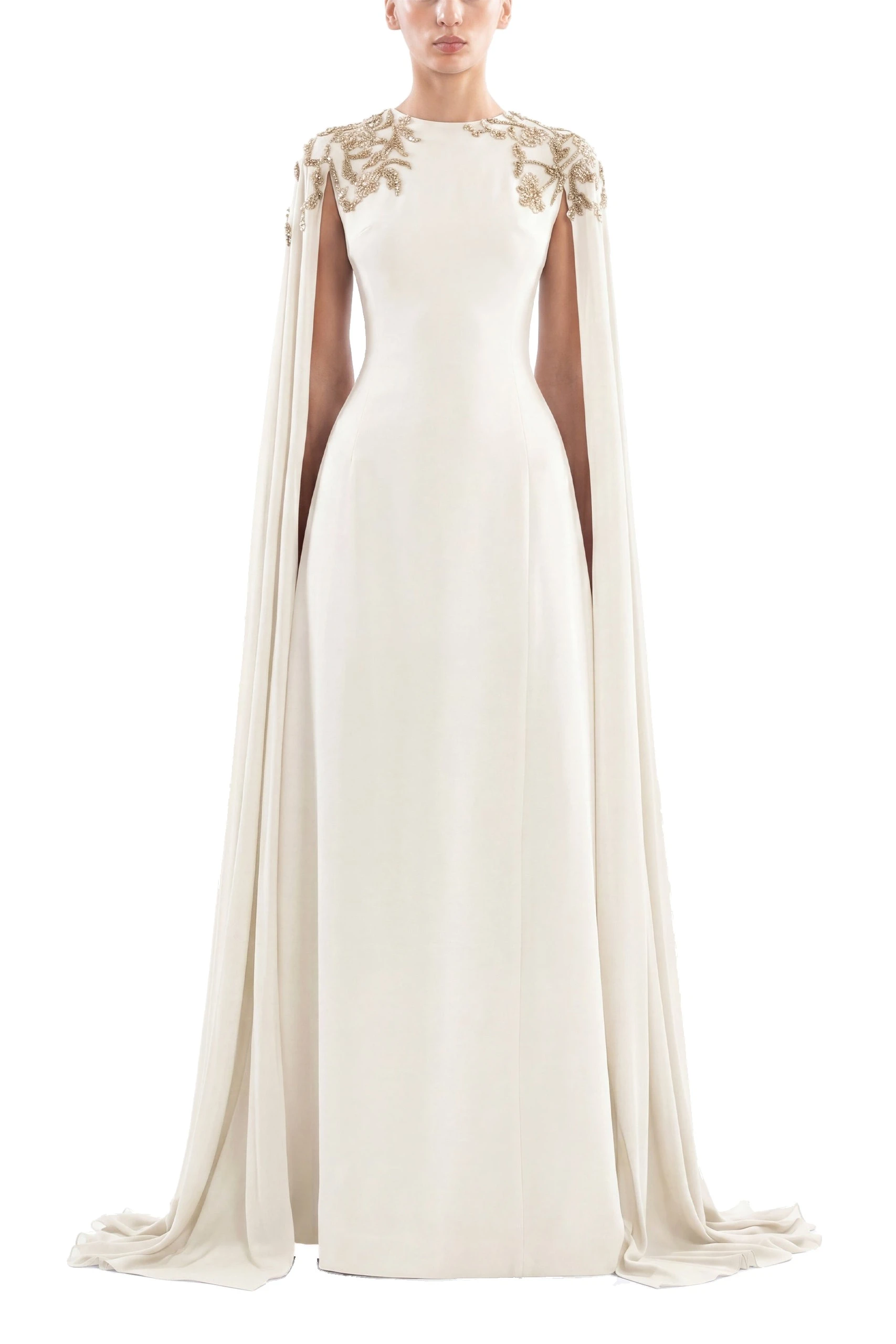 Saiid Kobeisy Embellished Crepe Kaftan in Off White | Dresses | Luxury Shoes Saiid Kobeisy Embellished Crepe Kaftan in Off White