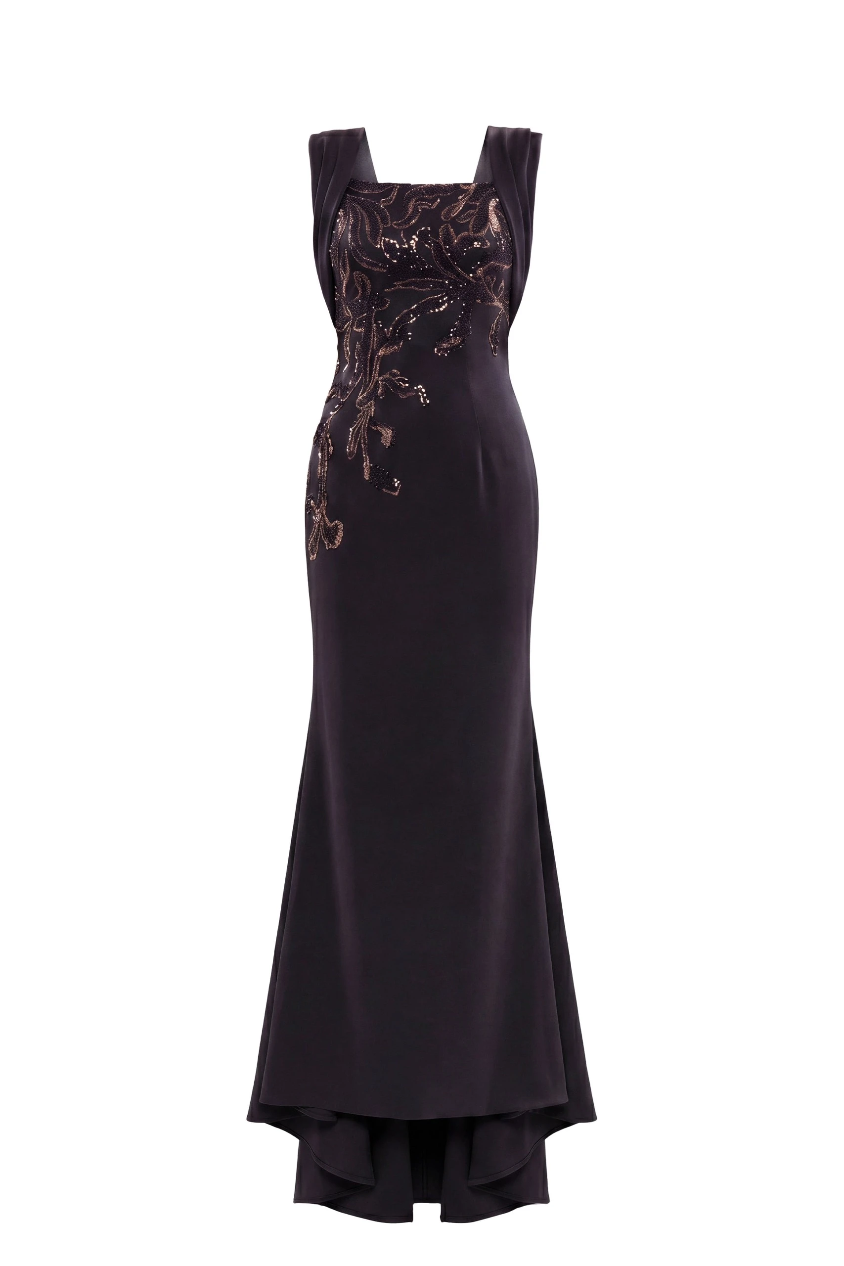 Saiid Kobeisy Embellished Long Crepe Dress in Jet Black | Dresses | Luxury Shoes Saiid Kobeisy Embellished Long Crepe Dress in Jet Black
