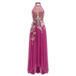 Saiid Kobeisy Embroidered Georgette Dress in Cactus Flower