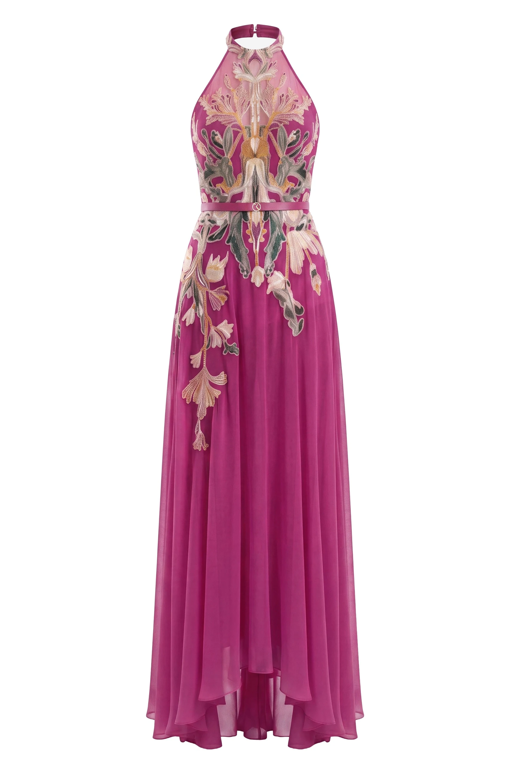 Saiid Kobeisy Embroidered Georgette Dress in Cactus Flower | Dresses | Luxury Shoes Saiid Kobeisy Embroidered Georgette Dress in Cactus Flower