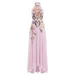 Saiid Kobeisy Embroidered Georgette Dress in Salsa Rosa