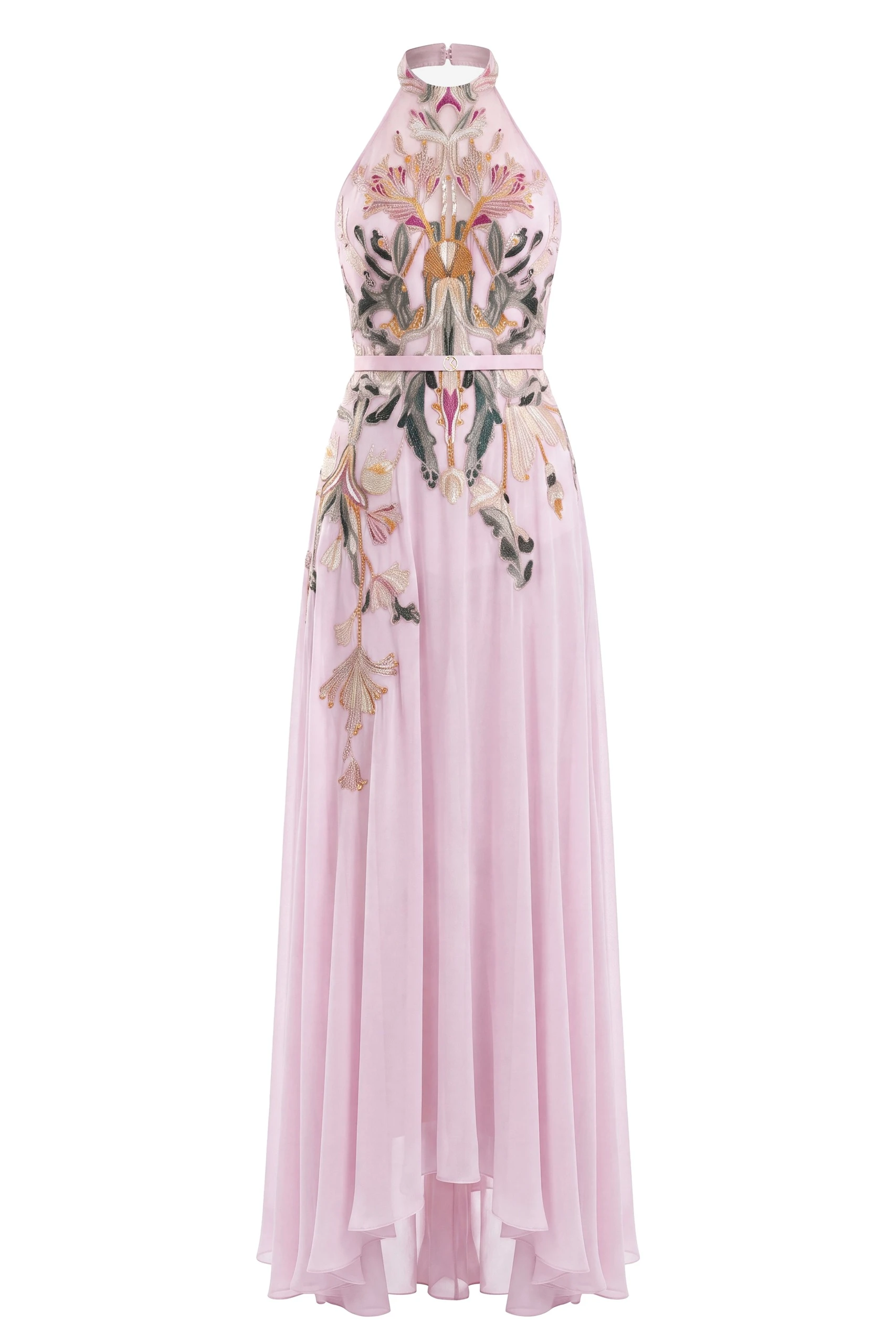 Saiid Kobeisy Embroidered Georgette Dress in Salsa Rosa | Dresses | Luxury Shoes Saiid Kobeisy Embroidered Georgette Dress in Salsa Rosa
