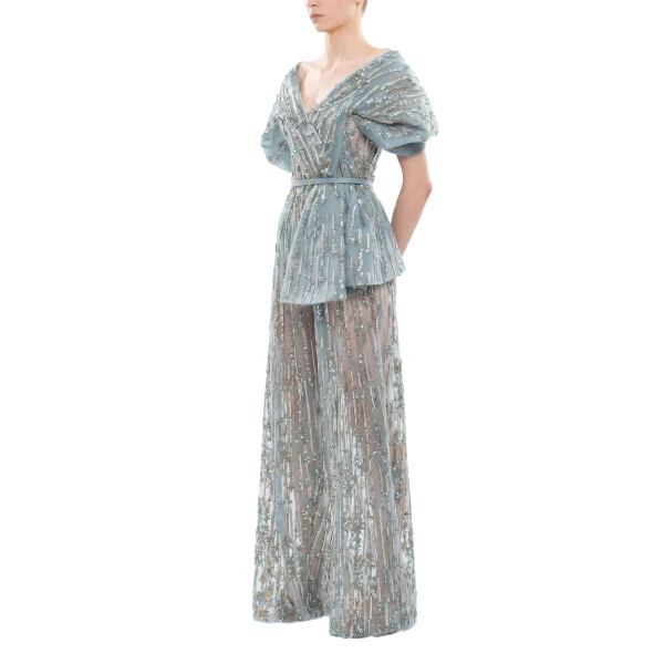 Saiid Kobeisy Embroidered Jumpsuit in Antigua Sand, view 3