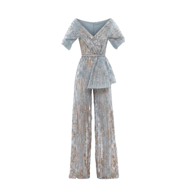 Saiid Kobeisy Embroidered Jumpsuit in Antigua Sand