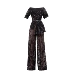 Saiid Kobeisy Embroidered Jumpsuit in Jet Black