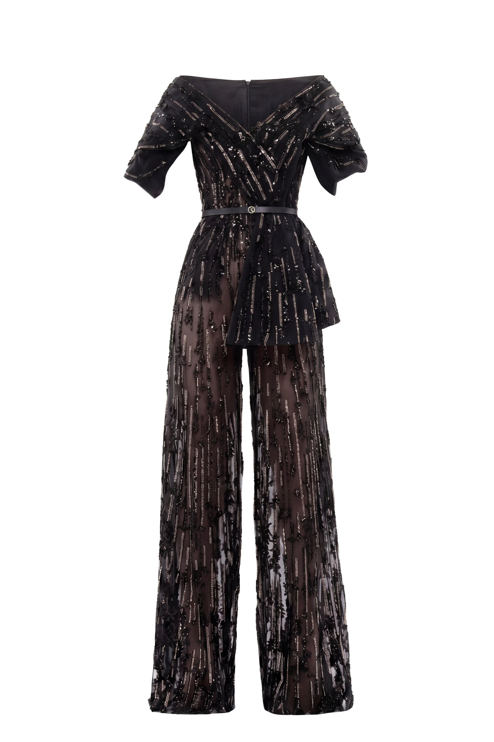 Saiid Kobeisy Embroidered Jumpsuit in Jet Black | Jumpsuit | Luxury Shoes Saiid Kobeisy Embroidered Jumpsuit in Jet Black